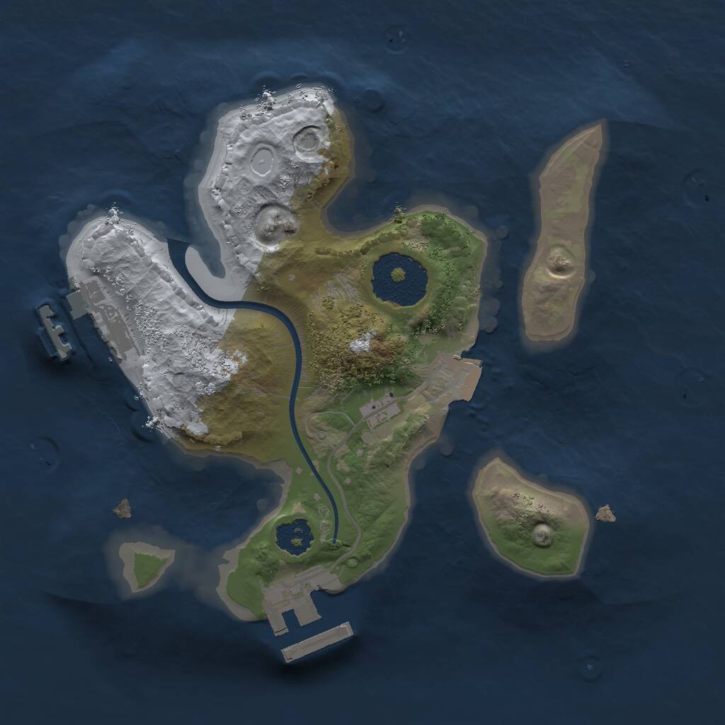 Rust Map: Procedural Map, Size: 2000, Seed: 2036023369, 3 Monuments