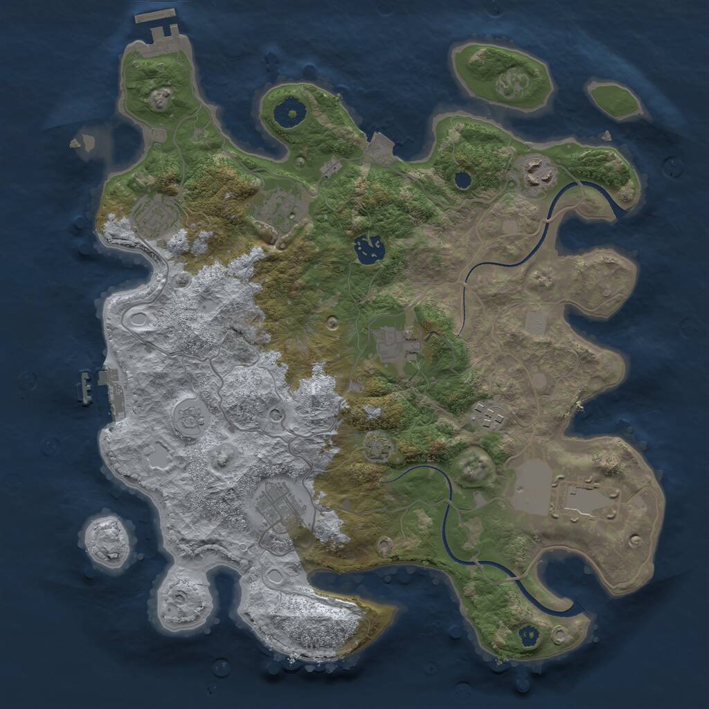 Rust Map: Procedural Map, Size: 3500, Seed: 20652717, 14 Monuments