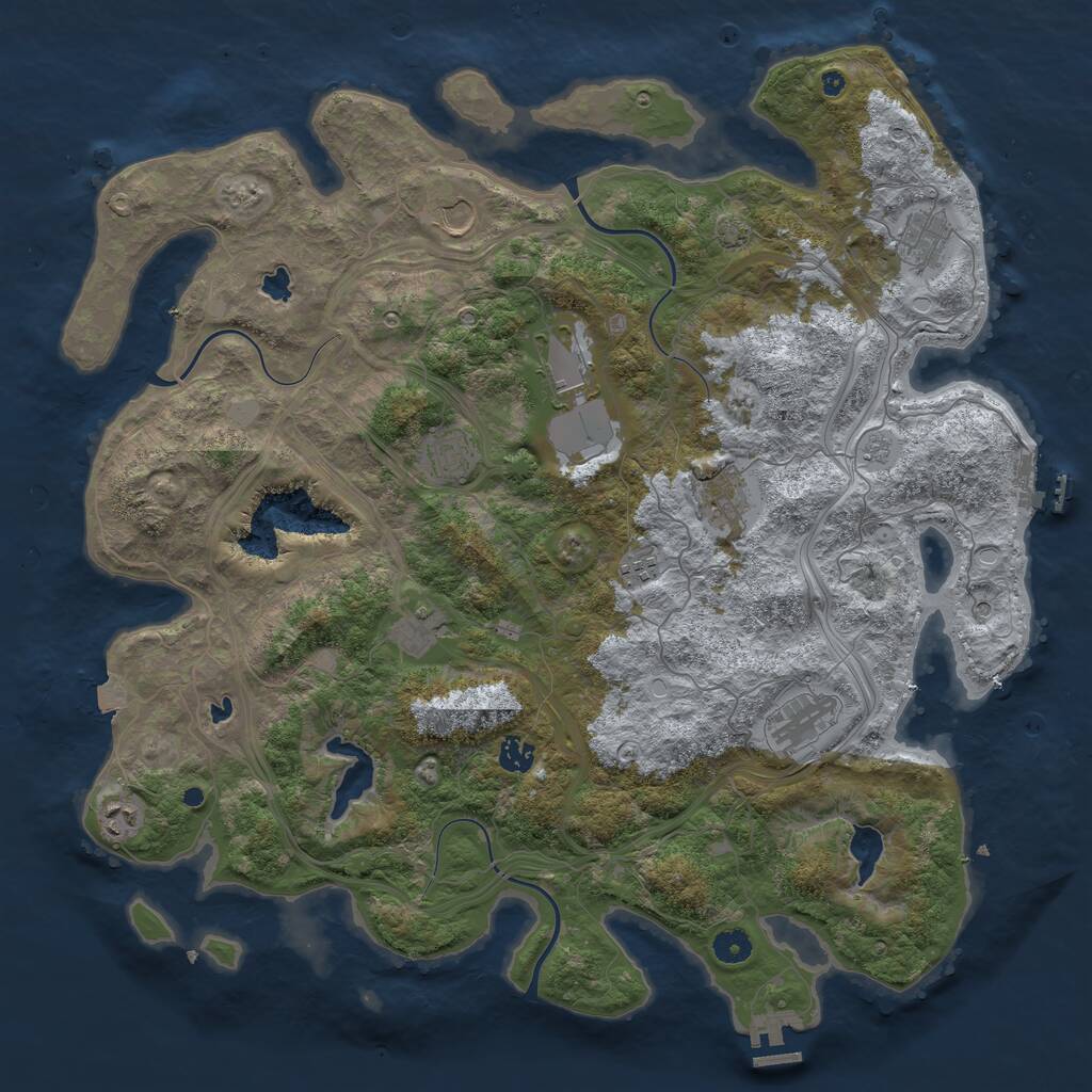 Rust Map: Procedural Map, Size: 4500, Seed: 1135284301, 16 Monuments