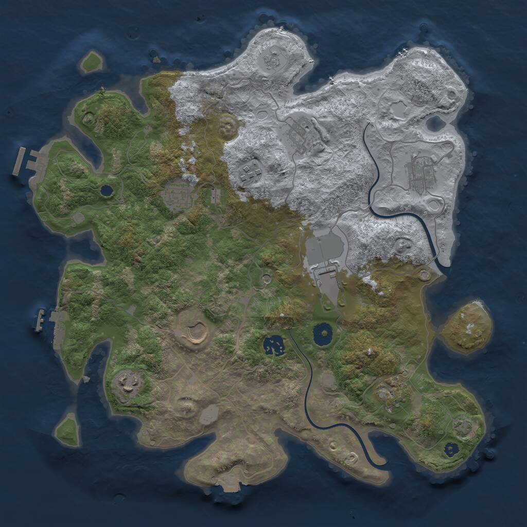 Rust Map: Procedural Map, Size: 3650, Seed: 35767516, 15 Monuments