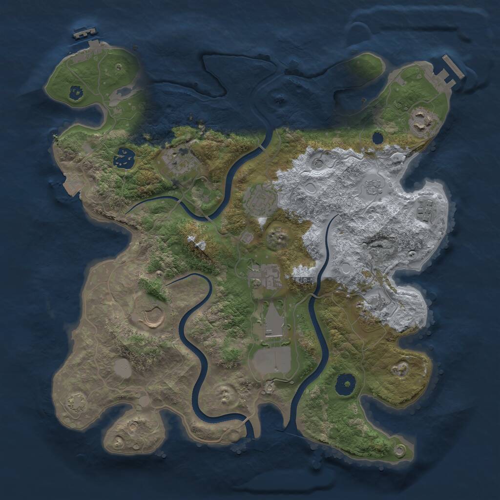 Rust Map: Procedural Map, Size: 3500, Seed: 1848232091, 15 Monuments