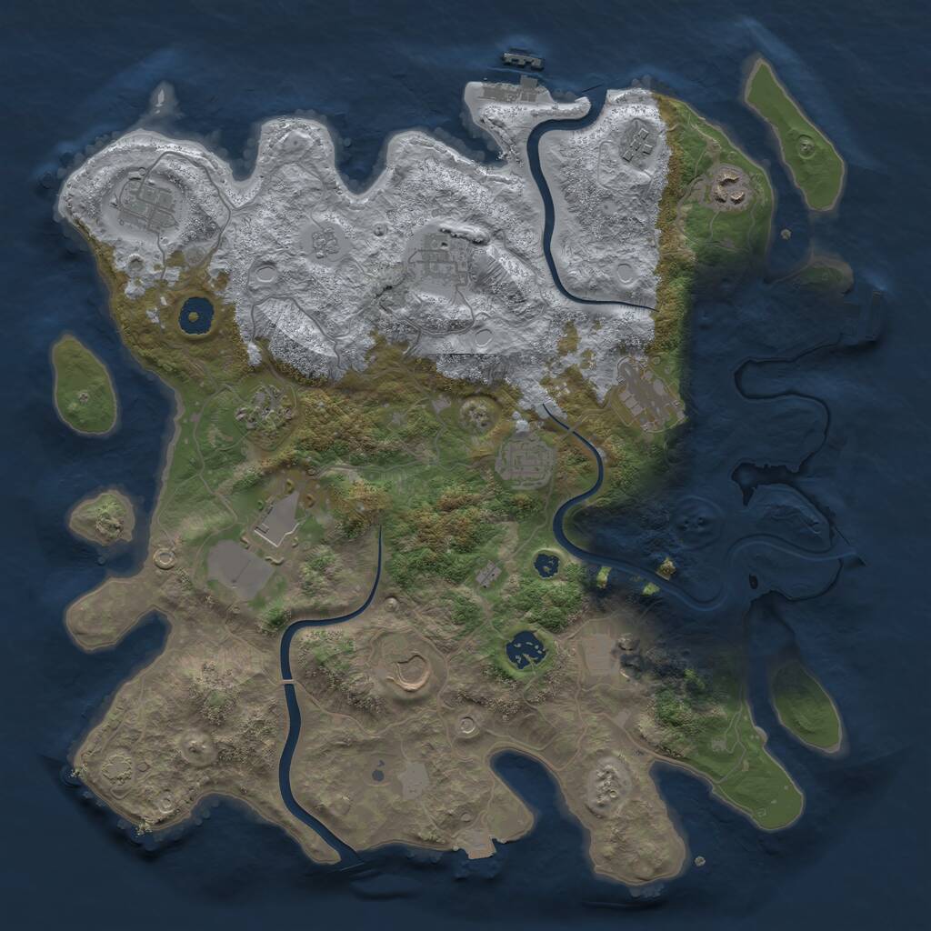Rust Map: Procedural Map, Size: 3850, Seed: 41, 17 Monuments