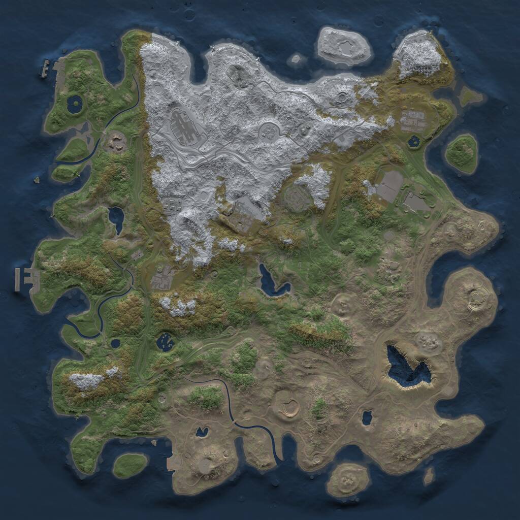 Rust Map: Procedural Map, Size: 4500, Seed: 691596342, 17 Monuments