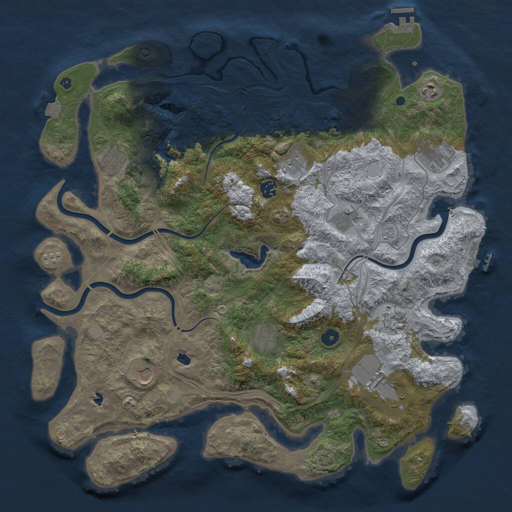 Rust Map: Procedural Map, Size: 4500, Seed: 520127793, 17 Monuments