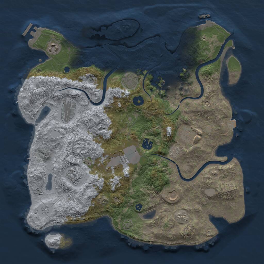 Rust Map: Procedural Map, Size: 3750, Seed: 1882414603, 16 Monuments