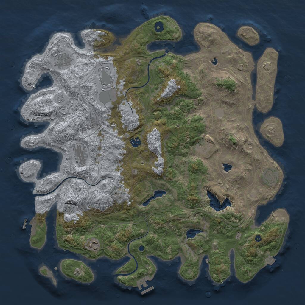 Rust Map: Procedural Map, Size: 4500, Seed: 384201592, 14 Monuments