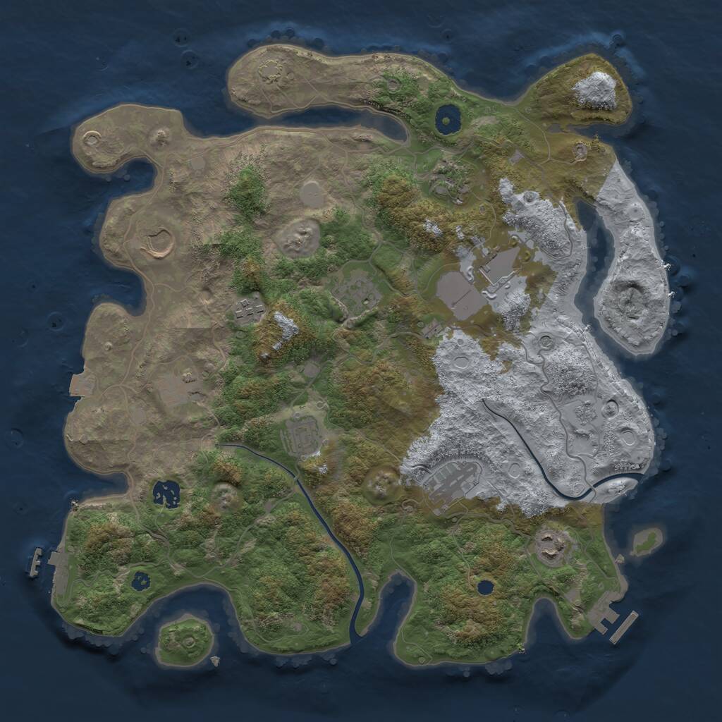 Rust Map: Procedural Map, Size: 3800, Seed: 73857995, 16 Monuments