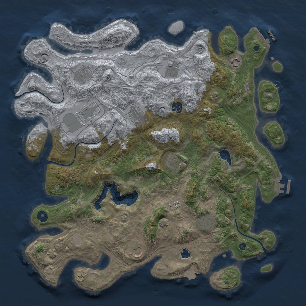 Rust Map: Procedural Map, Size: 4250, Seed: 2084403879, 16 Monuments