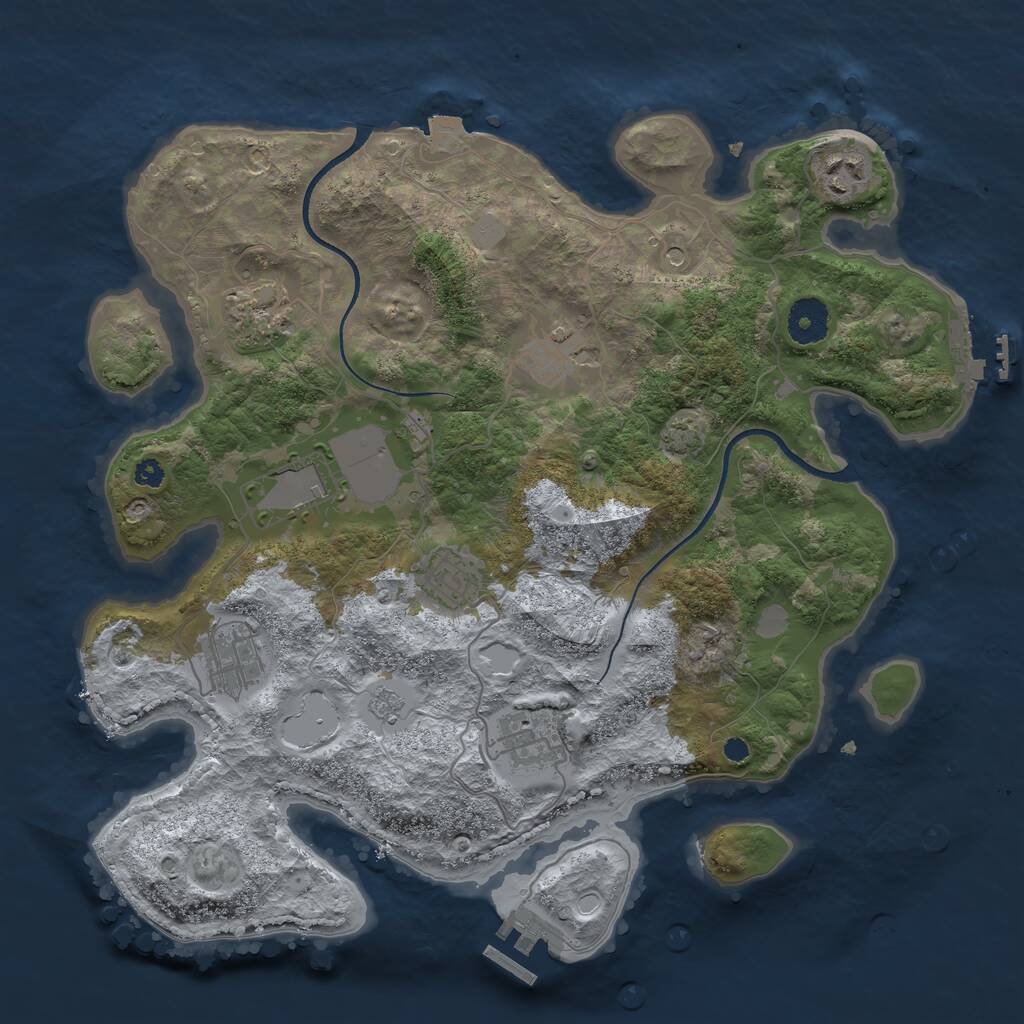 Rust Map: Procedural Map, Size: 3500, Seed: 1764654250, 13 Monuments