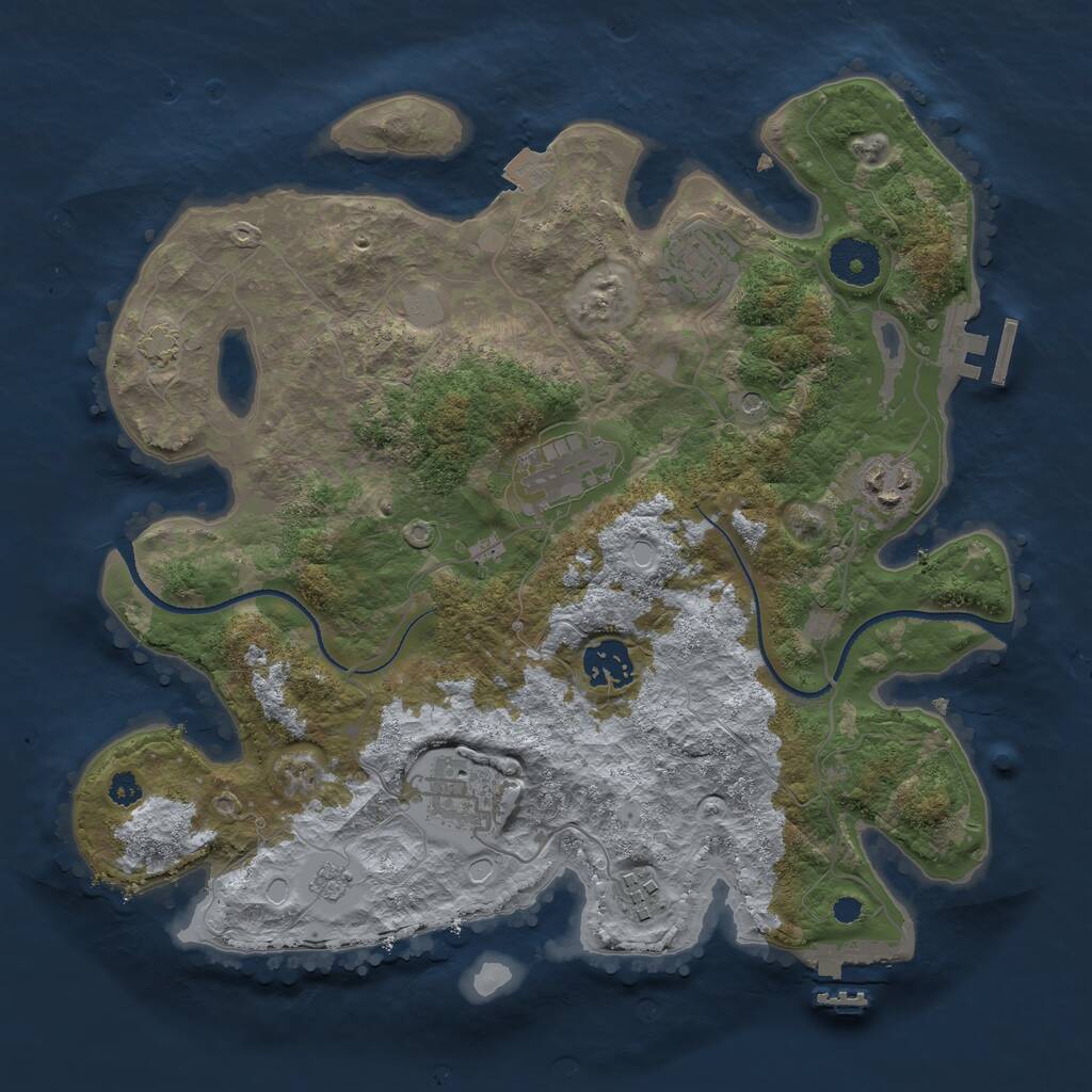 Rust Map: Procedural Map, Size: 3300, Seed: 527640910, 12 Monuments