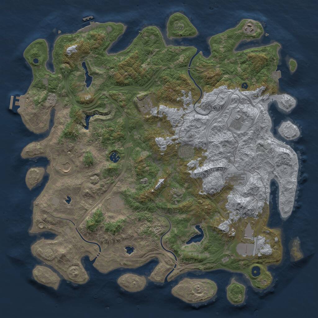 Rust Map: Procedural Map, Size: 4800, Seed: 1457956568, 17 Monuments
