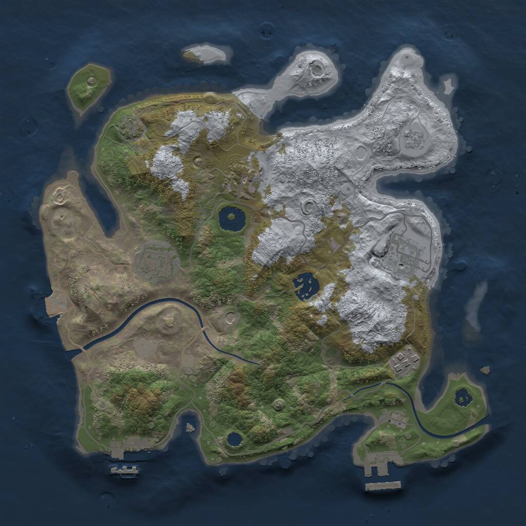 Rust Map: Procedural Map, Size: 3000, Seed: 501504501, 11 Monuments