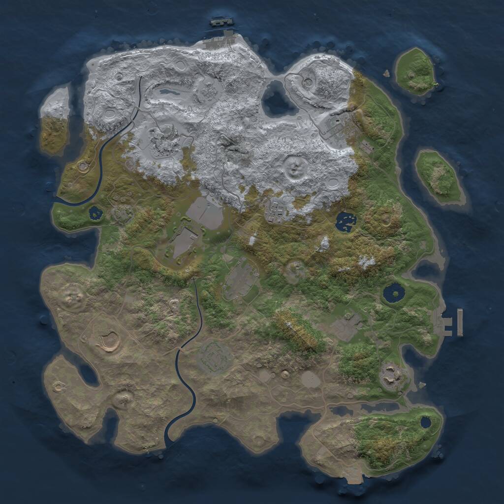 Rust Map: Procedural Map, Size: 3700, Seed: 242909407, 16 Monuments