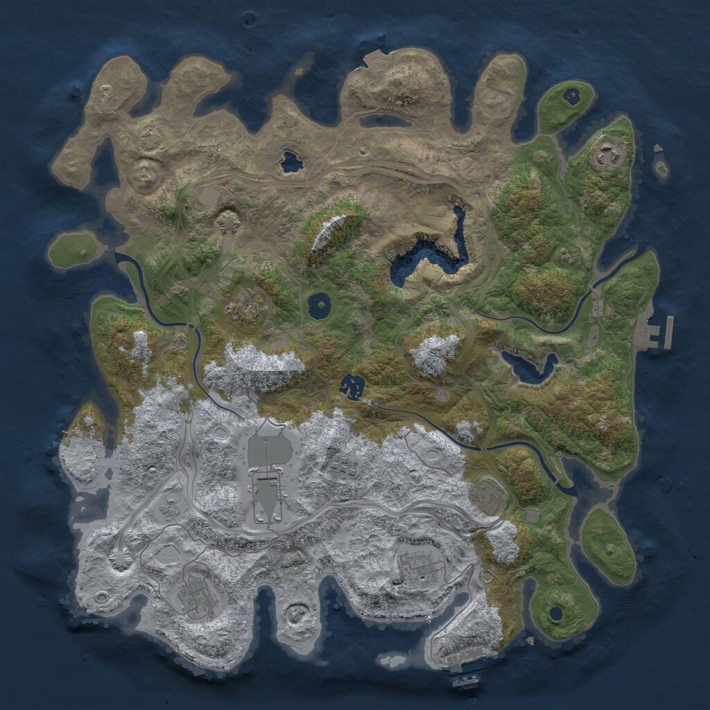 Rust Map: Procedural Map, Size: 4250, Seed: 1292344277, 14 Monuments