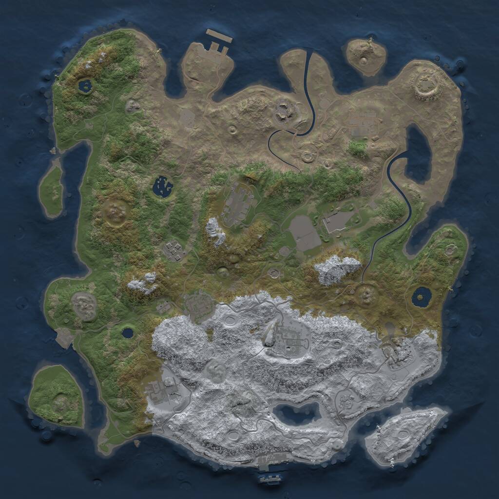 Rust Map: Procedural Map, Size: 3750, Seed: 525853740, 16 Monuments
