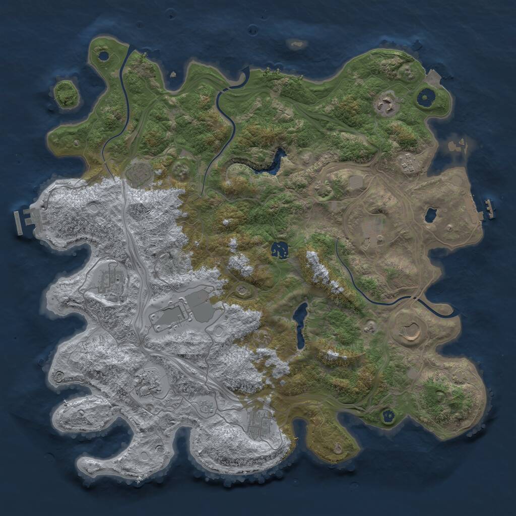 Rust Map: Procedural Map, Size: 4300, Seed: 286129023, 16 Monuments