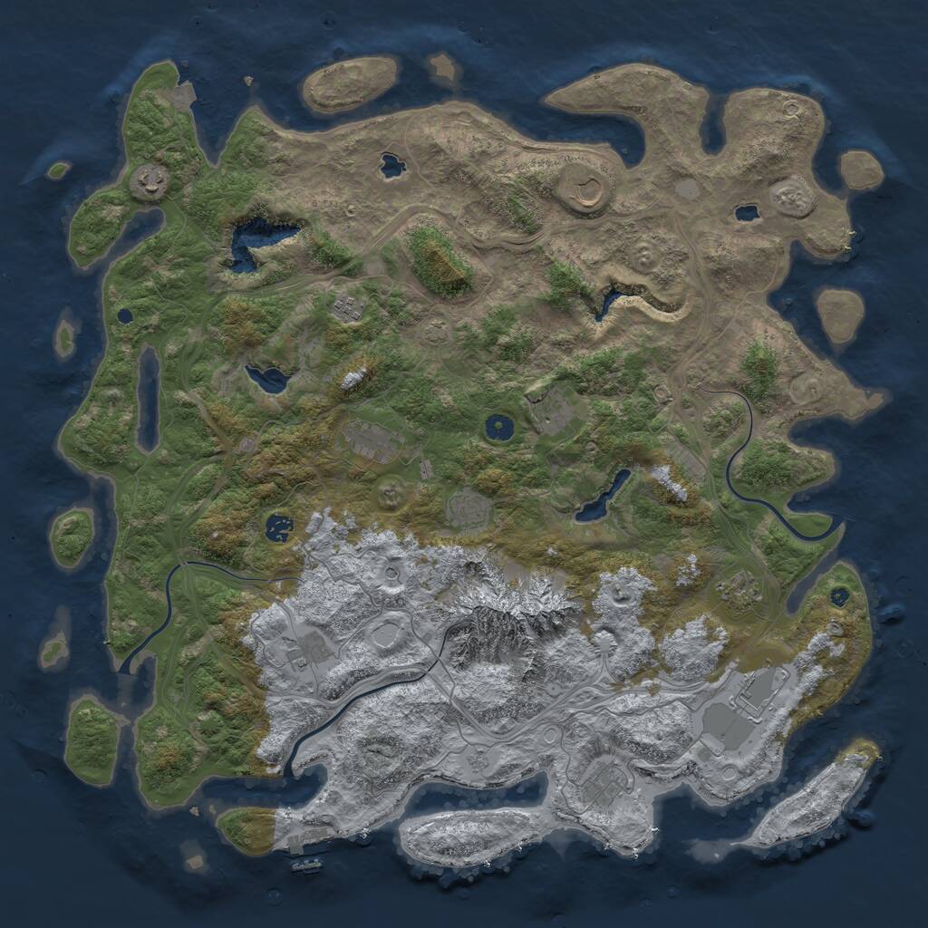 Rust Map: Procedural Map, Size: 5000, Seed: 874904602, 16 Monuments