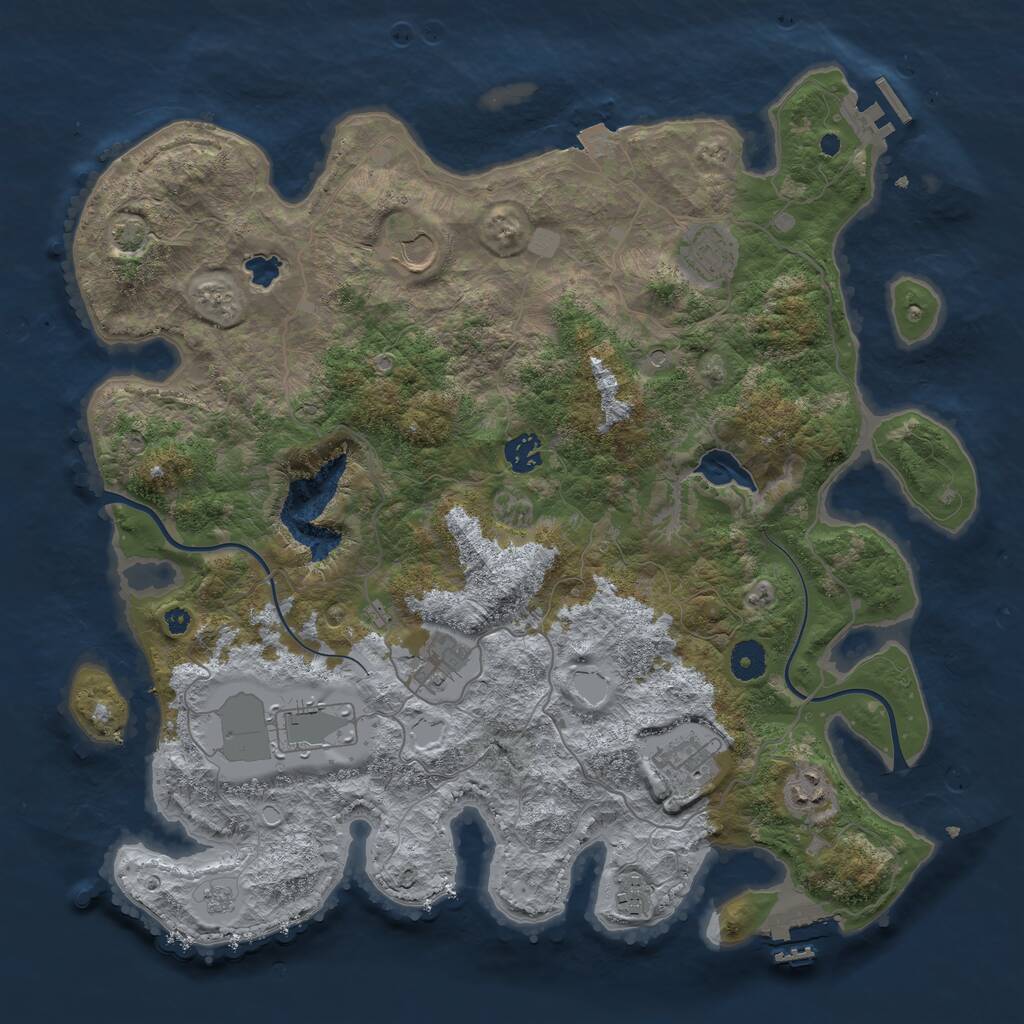 Rust Map: Procedural Map, Size: 4000, Seed: 1008609390, 14 Monuments