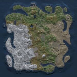 Thumbnail Rust Map: Procedural Map, Size: 3750, Seed: 1849995635, 15 Monuments