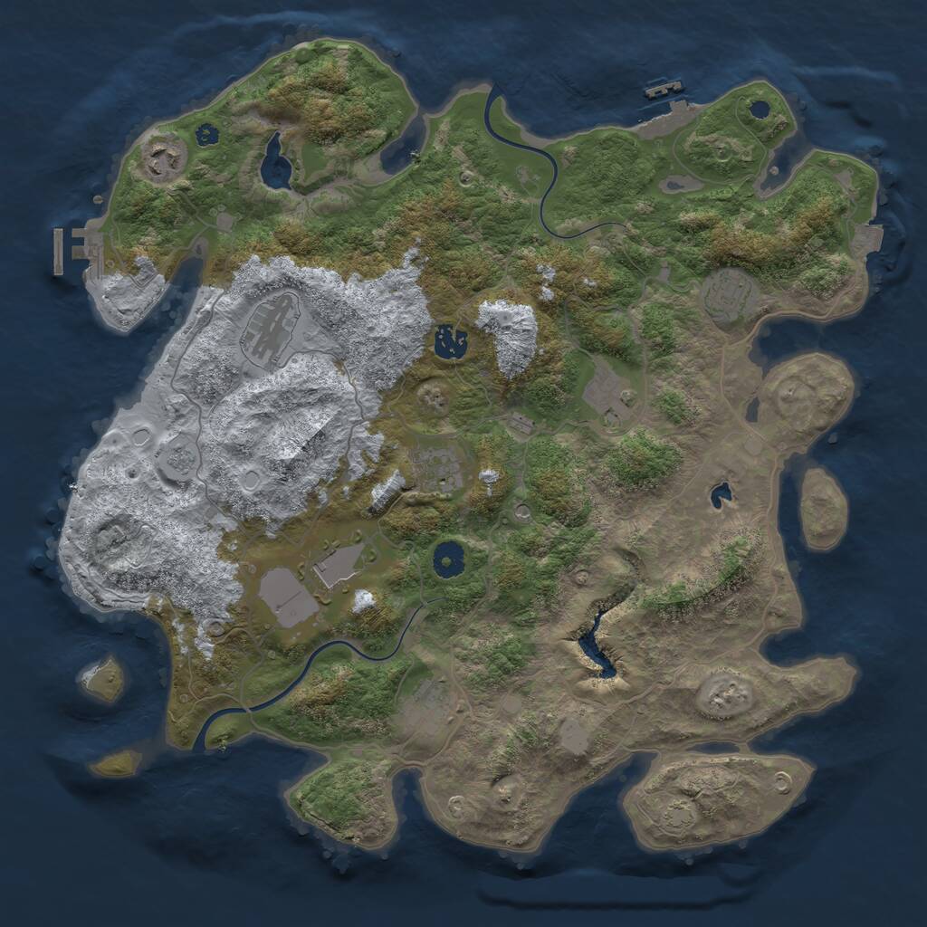 Rust Map: Procedural Map, Size: 4000, Seed: 1213793512, 14 Monuments