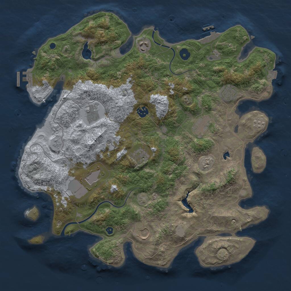 Rust Map: Procedural Map, Size: 4000, Seed: 1213793512, 15 Monuments