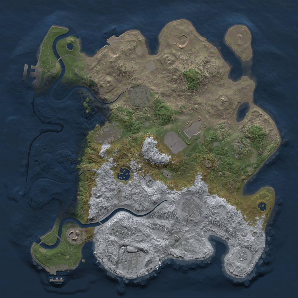 Rust Map: Procedural Map, Size: 3500, Seed: 2055747548, 16 Monuments