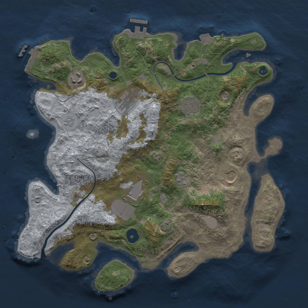 Rust Map: Procedural Map, Size: 3500, Seed: 924239350, 12 Monuments