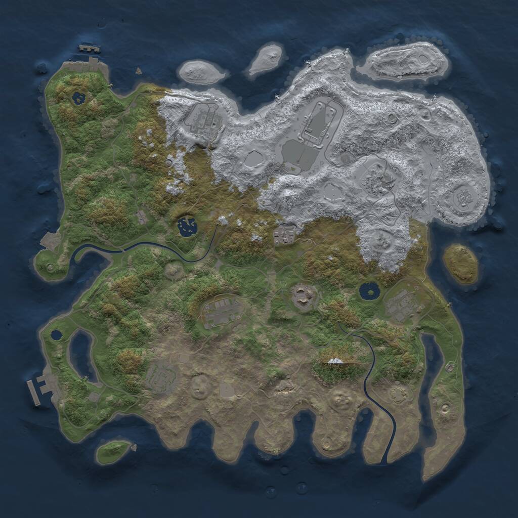 Rust Map: Procedural Map, Size: 3950, Seed: 715312000, 14 Monuments