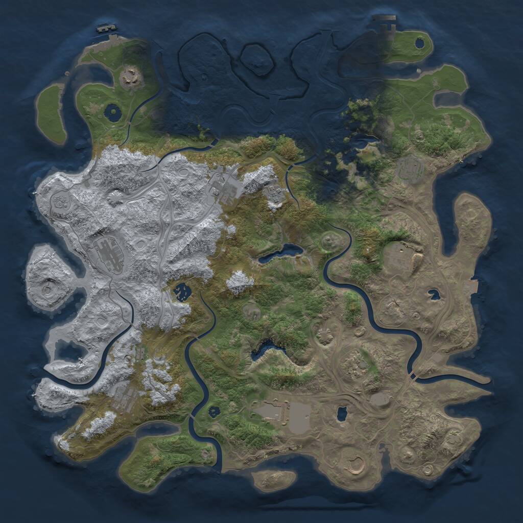 Rust Map: Procedural Map, Size: 4500, Seed: 5433897, 17 Monuments