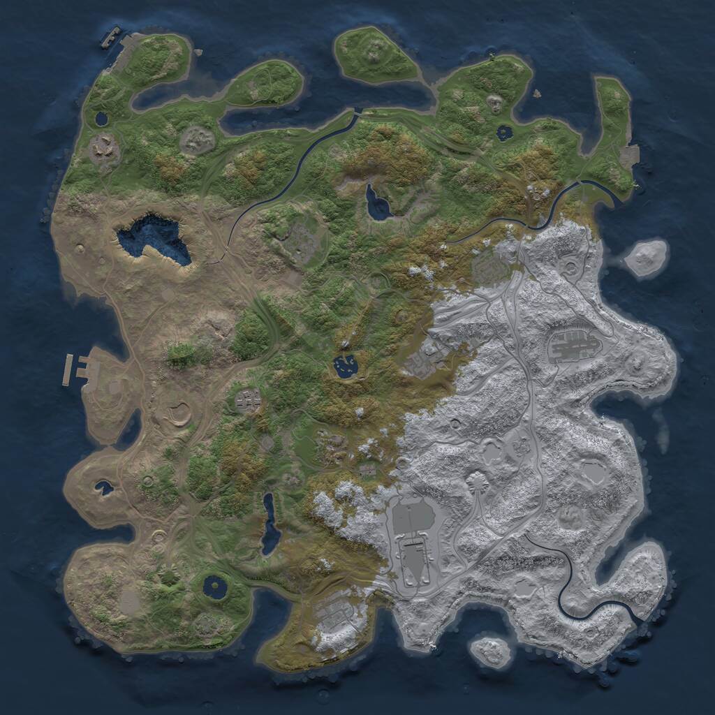 Rust Map: Procedural Map, Size: 4500, Seed: 490157957, 17 Monuments