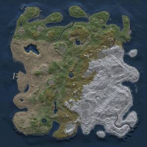 Thumbnail Rust Map: Procedural Map, Size: 4500, Seed: 490157957, 17 Monuments
