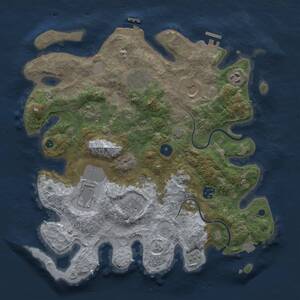 Thumbnail Rust Map: Procedural Map, Size: 3700, Seed: 493555850, 14 Monuments