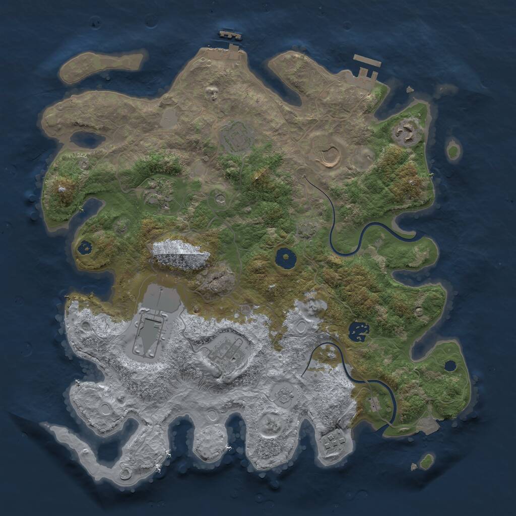 Rust Map: Procedural Map, Size: 3700, Seed: 493555850, 14 Monuments