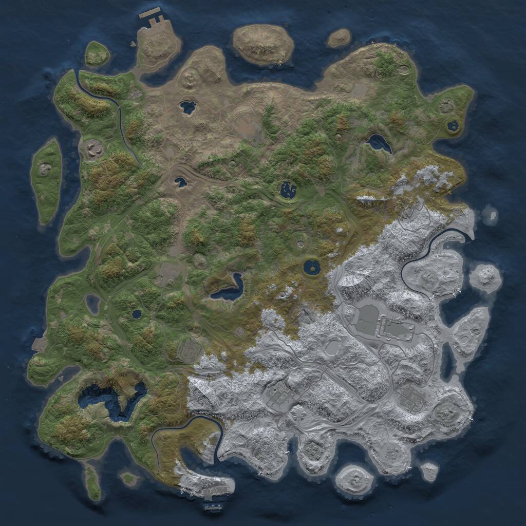 Rust Map: Procedural Map, Size: 4800, Seed: 20186514, 16 Monuments