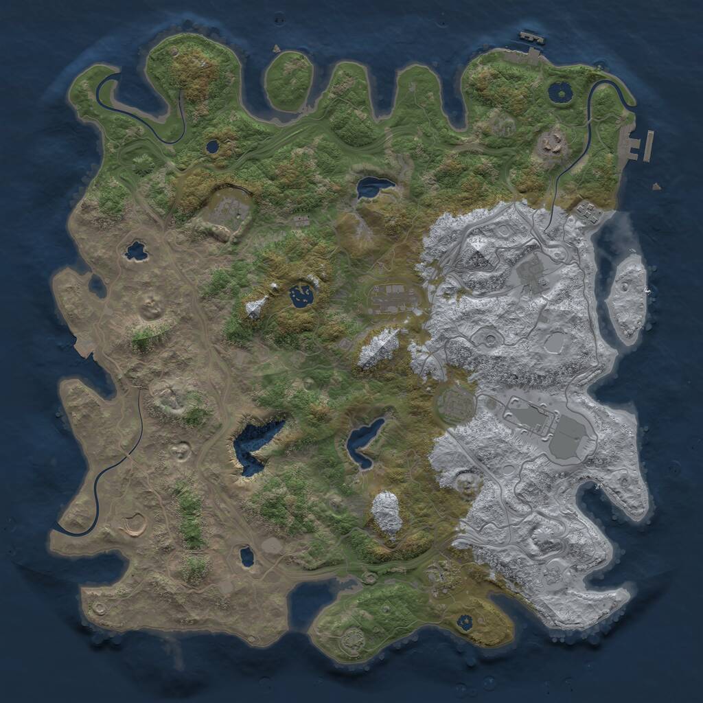 Rust Map: Procedural Map, Size: 4500, Seed: 1889733142, 16 Monuments