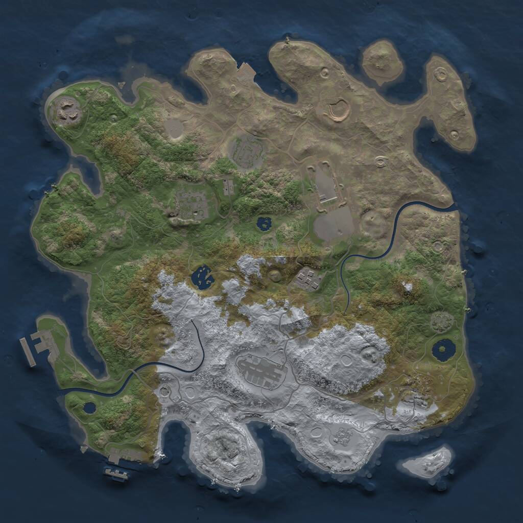 Rust Map: Procedural Map, Size: 3500, Seed: 1641843207, 15 Monuments