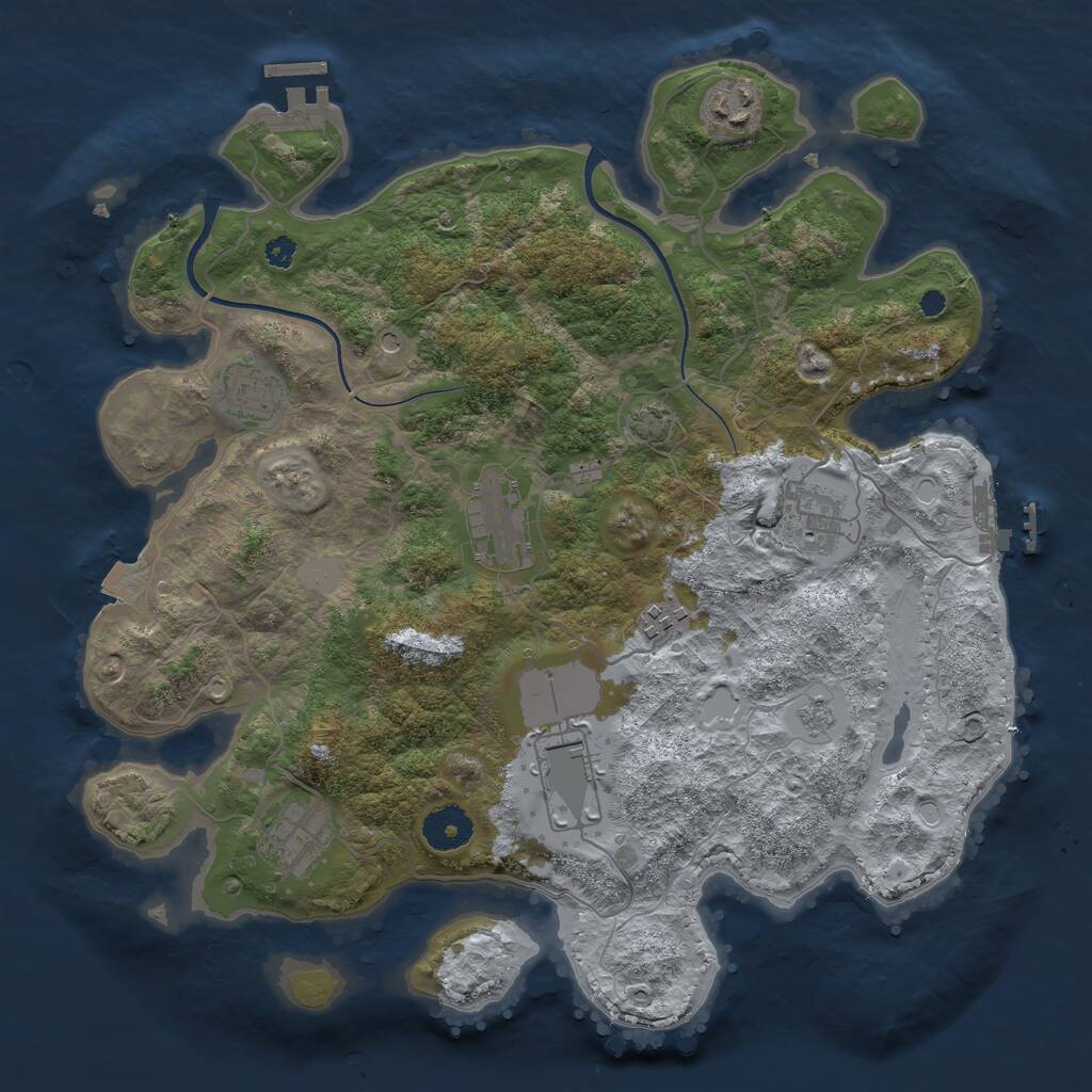 Rust Map: Procedural Map, Size: 3500, Seed: 1643634637, 13 Monuments