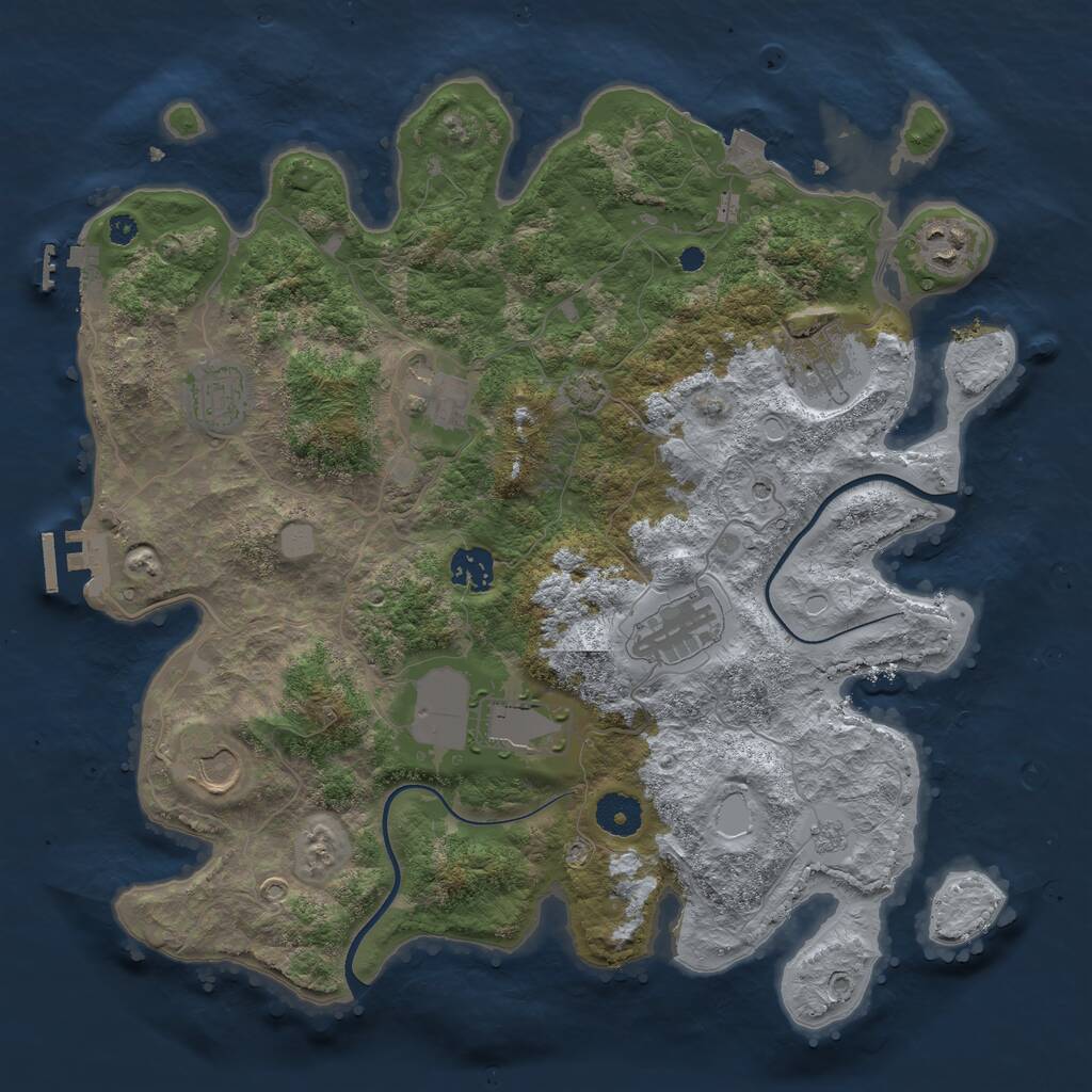 Rust Map: Procedural Map, Size: 3650, Seed: 1182599, 14 Monuments