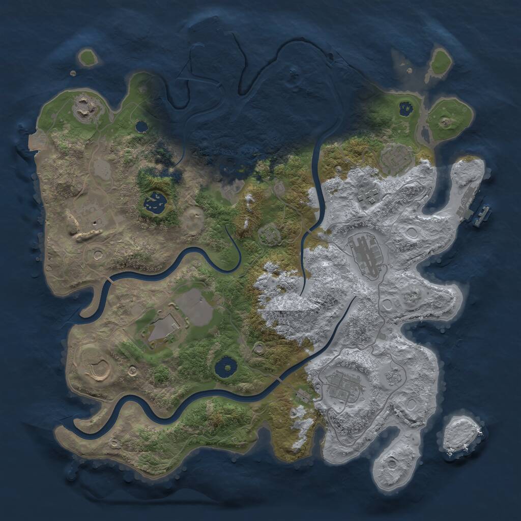 Rust Map: Procedural Map, Size: 3650, Seed: 1182599, 16 Monuments