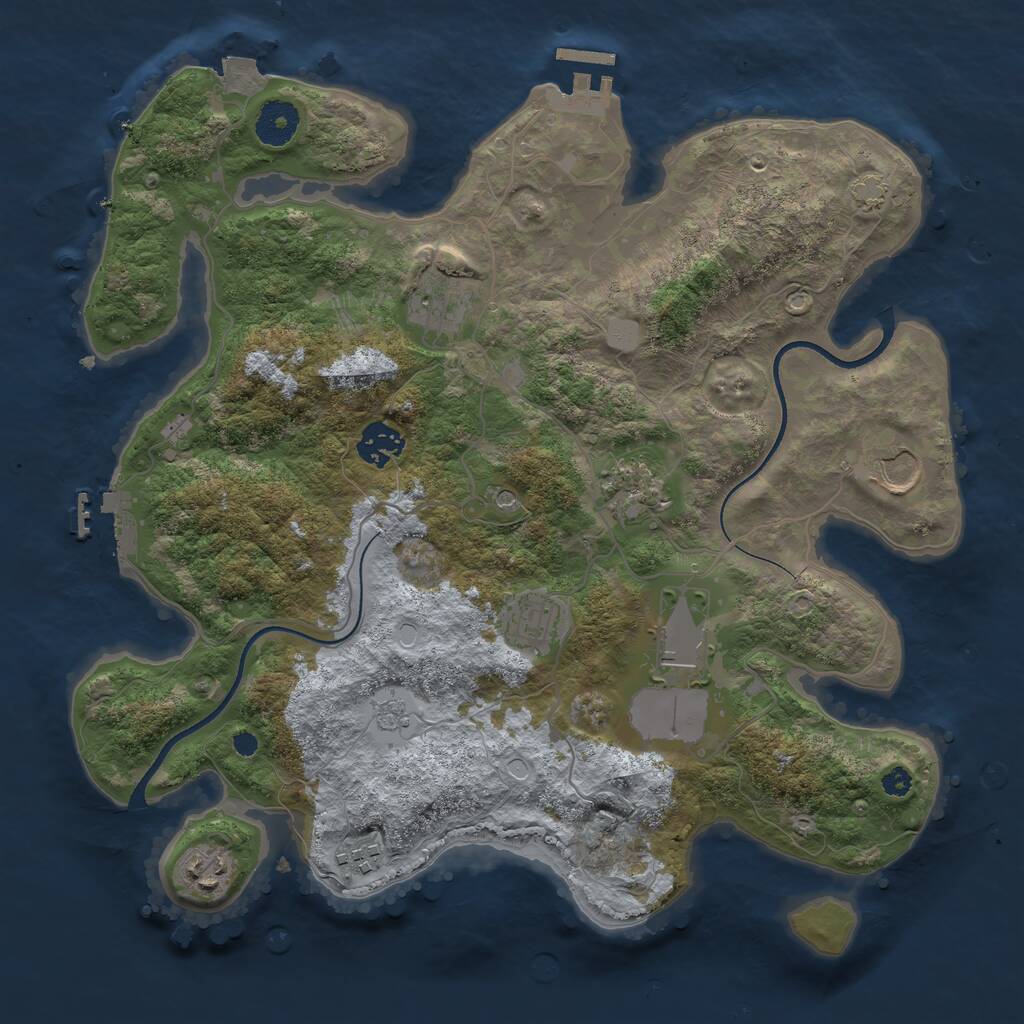 Rust Map: Procedural Map, Size: 3500, Seed: 733351135, 14 Monuments