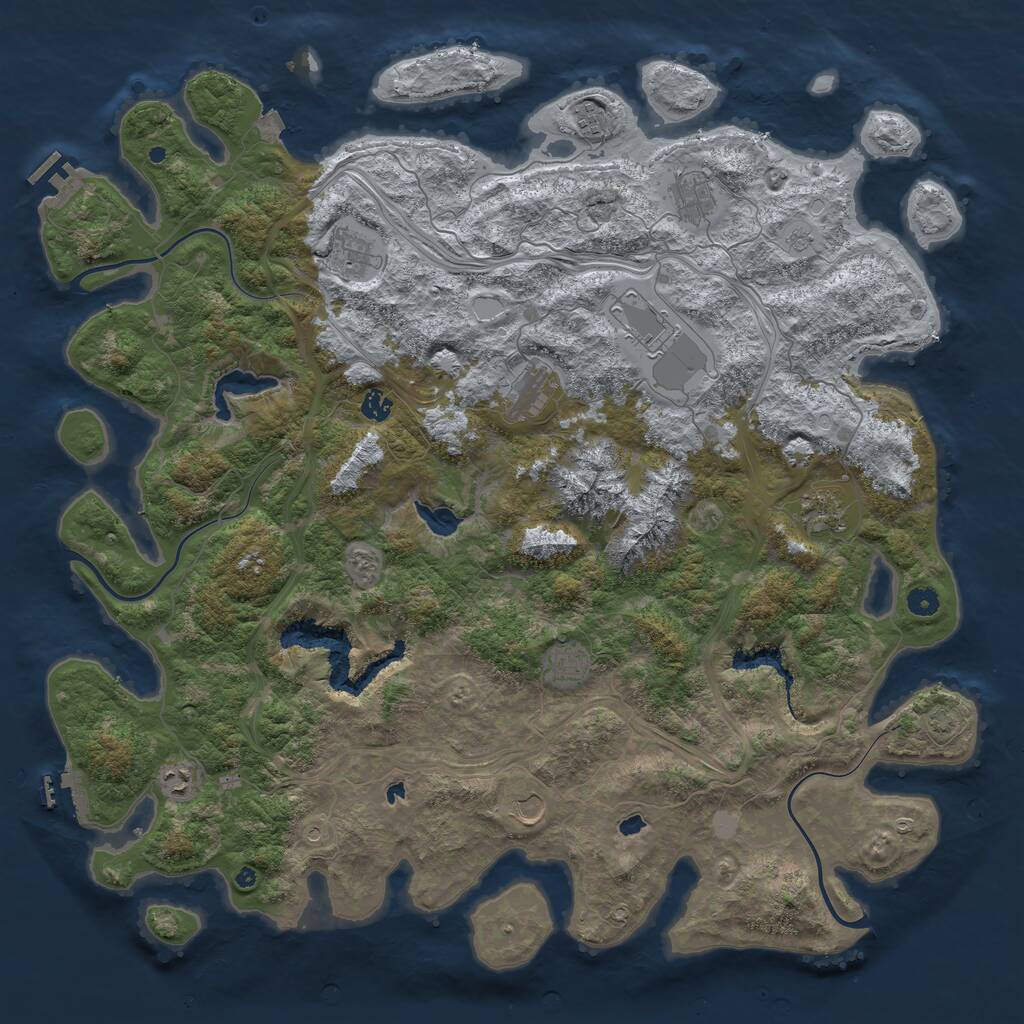 Rust Map: Procedural Map, Size: 5000, Seed: 1811321866, 16 Monuments