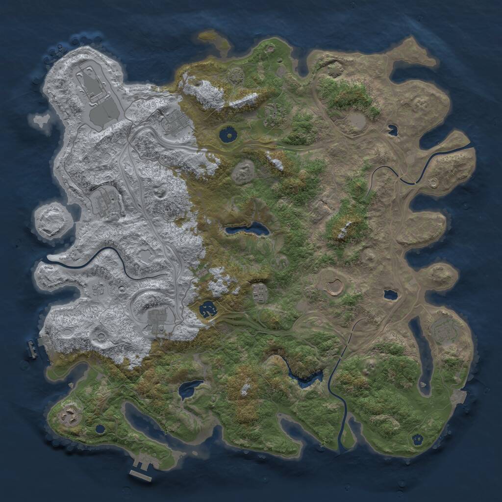 Rust Map: Procedural Map, Size: 4500, Seed: 1116740710, 16 Monuments