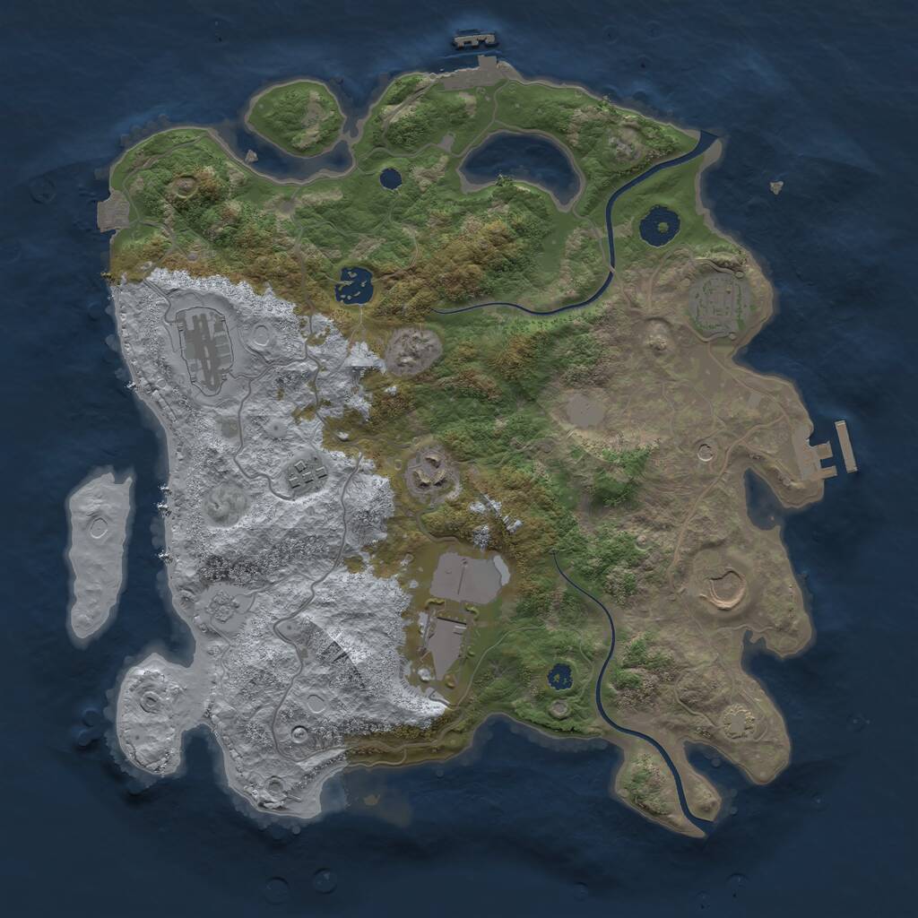 Rust Map: Procedural Map, Size: 3550, Seed: 779699744, 13 Monuments