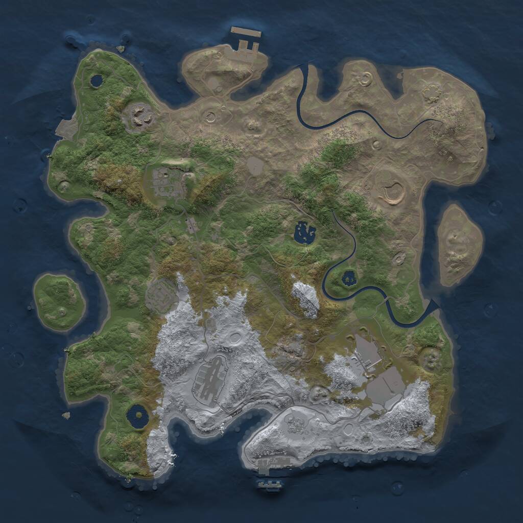 Rust Map: Procedural Map, Size: 3500, Seed: 61639687, 13 Monuments