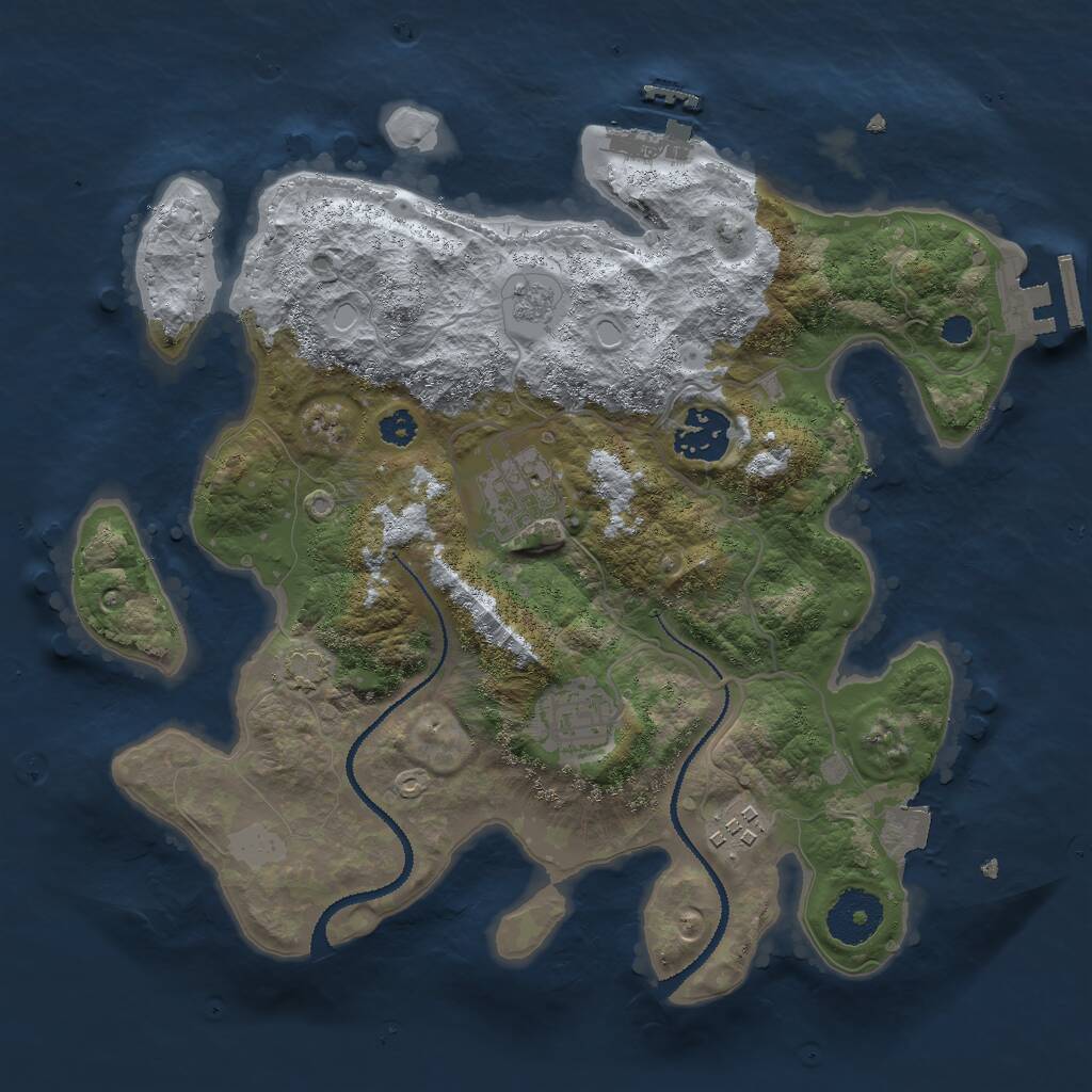Rust Map: Procedural Map, Size: 3000, Seed: 835, 9 Monuments