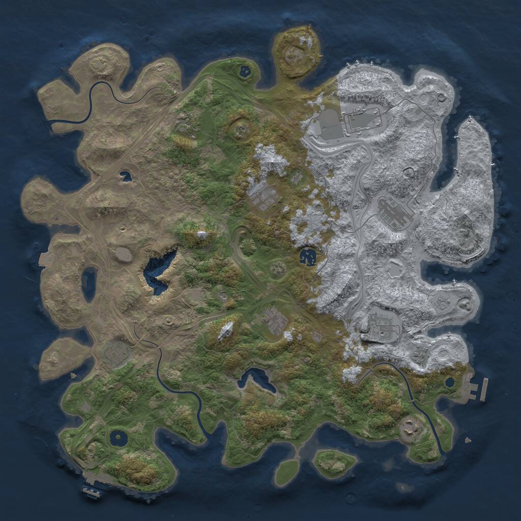 Rust Map: Procedural Map, Size: 4450, Seed: 14545, 16 Monuments