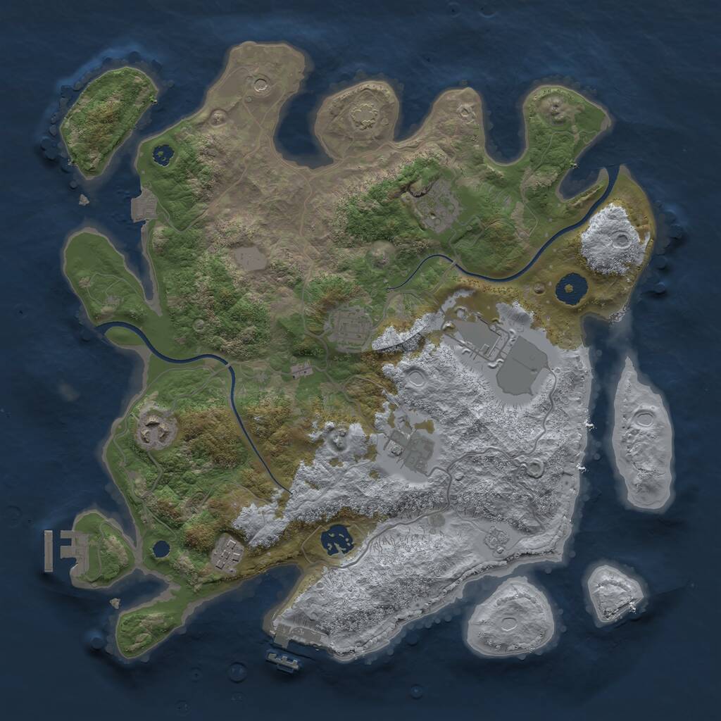 Rust Map: Procedural Map, Size: 3500, Seed: 1686514912, 13 Monuments