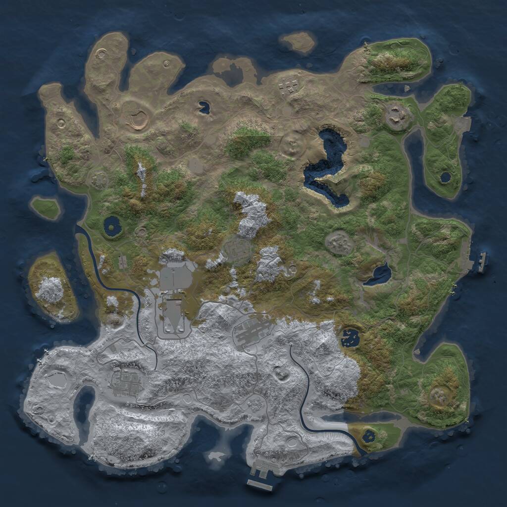 Rust Map: Procedural Map, Size: 4000, Seed: 1491866008, 14 Monuments