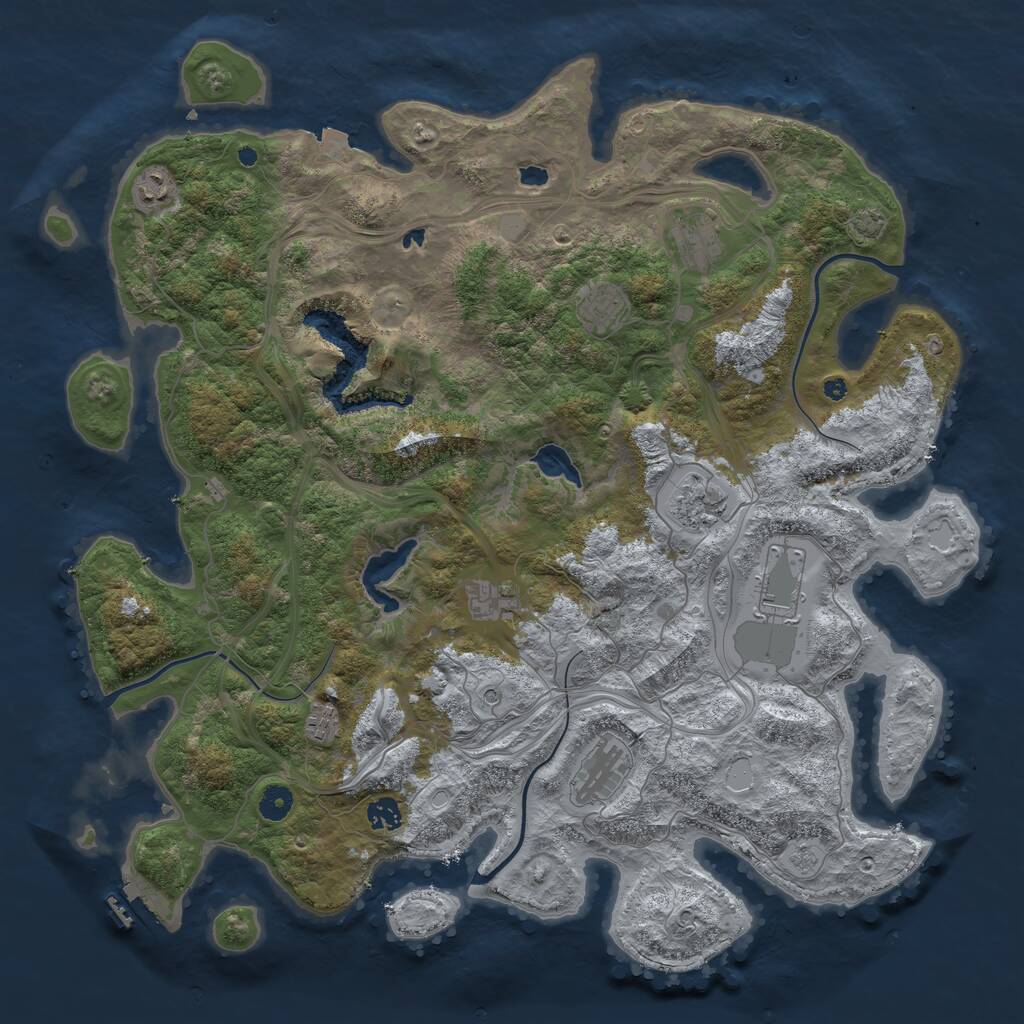 Rust Map: Procedural Map, Size: 4500, Seed: 852014514, 14 Monuments