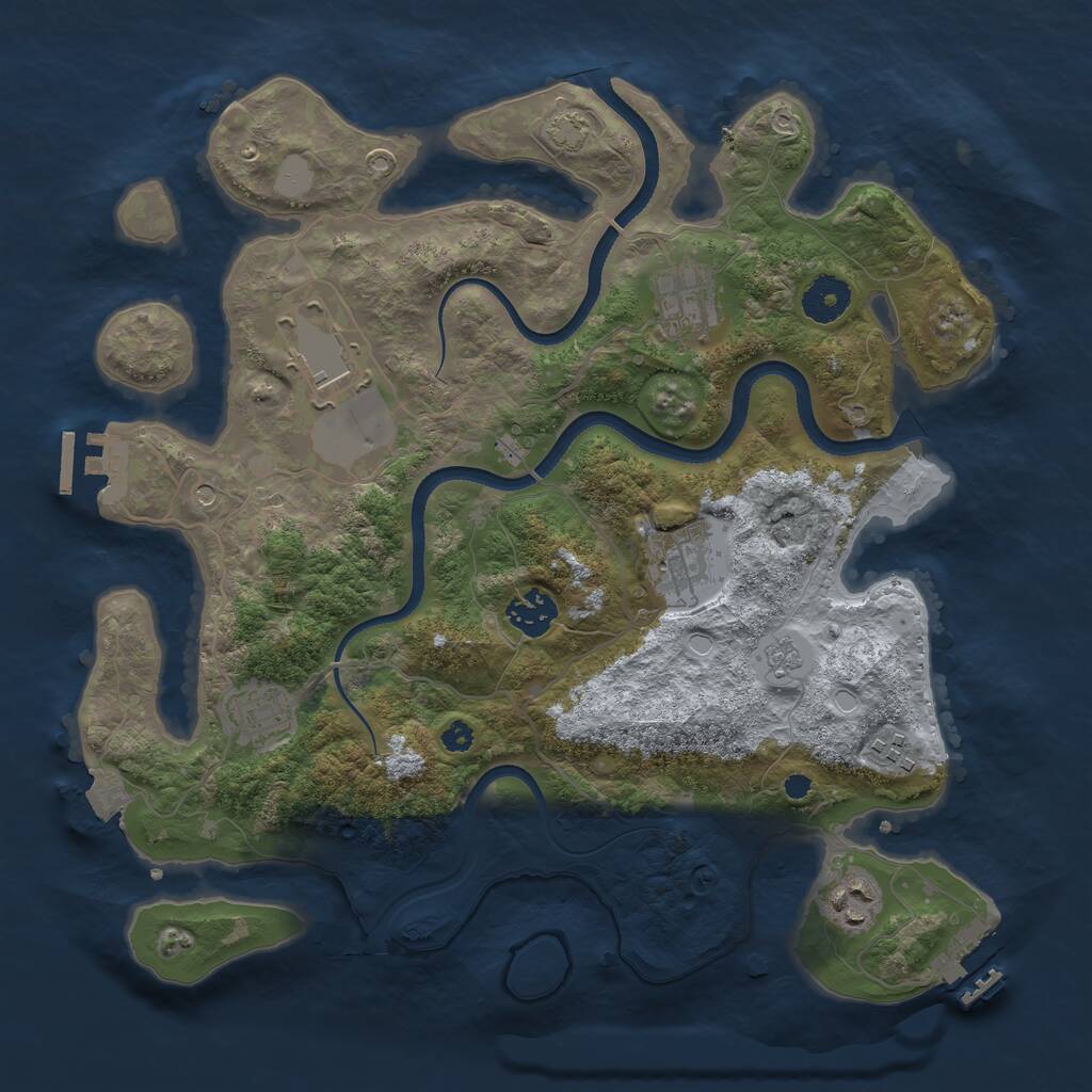 Rust Map: Procedural Map, Size: 3500, Seed: 1018696900, 13 Monuments